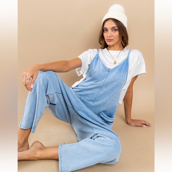 Mineral Washed French Terry Harem Jumpsuit - Picture 3 of 7